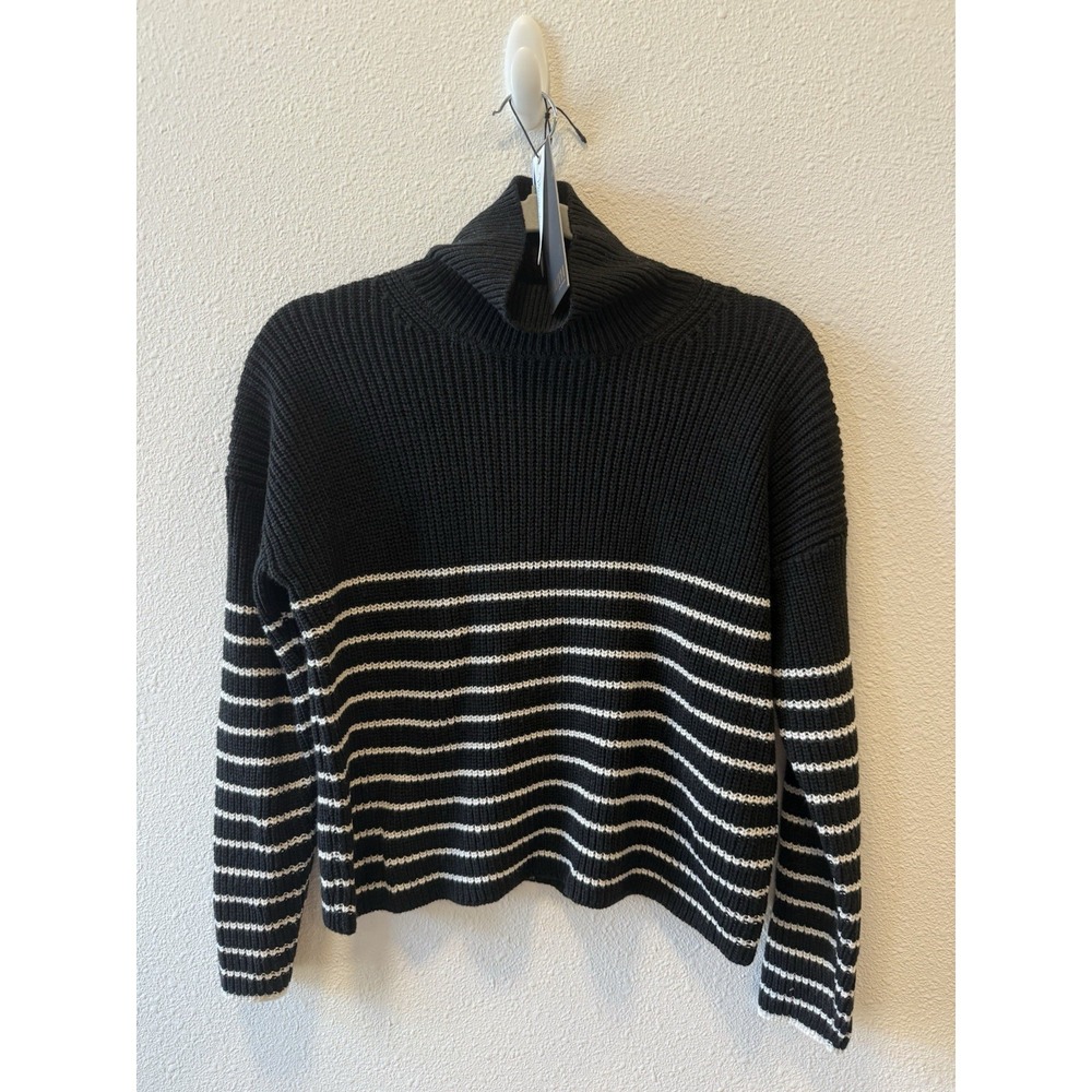 Truth by Republic Cream Black White Striped Knit Crop Sweater NWOT XS